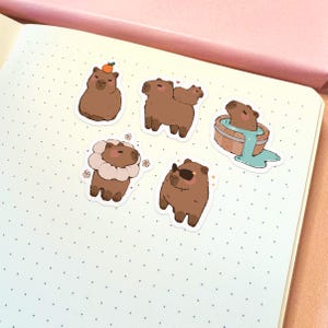 Niedliches Wasserschwein Sticker Set | Niedliche Capybaras Aufkleber Pack Wasserdichte Aufkleber Tier Aufkleber Vinyl Aufkleber Niedliche Aufkleber Kawaii Sticker Set