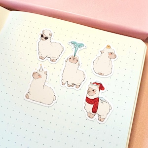 Conjunto de pegatinas de llamas adorables / Conjunto de pegatinas de alpacas adorables Pegatinas impermeables Pegatinas de animales Pegatinas de vinilo Pegatinas lindas Conjunto de pegatinas kawaii