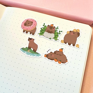 Niedliches Wasserschwein Sticker Set | Niedliche Capybaras Aufkleber Pack Wasserdichte Aufkleber Tier Aufkleber Vinyl Aufkleber Niedliche Aufkleber Kawaii Sticker Set