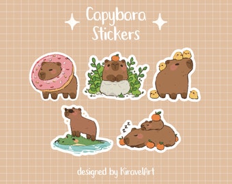 Cute Capybara Sticker Set | Cute Capybaras Sticker Pack Waterproof Stickers Animal Sticker Vinyl Sticker Cute Stickers Kawaii Sticker Set