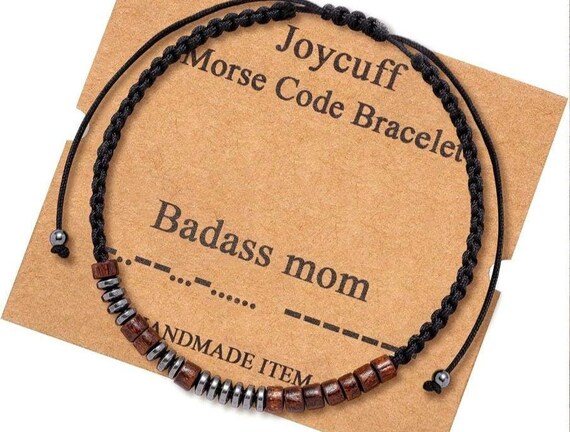 Inspirational Morse Code Hematite & Stainless Ste… - image 1