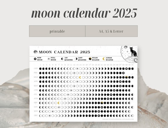 Moon Calendar Printable // Lunar Calendar 2025 // Moon