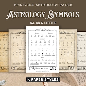 Astrology Symbols Printable | Astrology Glyphs | Astrology Workbook | Astrology Poster | Witch Symbols | Grimoire Symbols | Book of Shadows