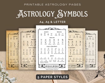 Astrology Symbols Printable | Astrology Glyphs | Astrology Workbook | Astrology Poster | Witch Symbols | Grimoire Symbols | Book of Shadows