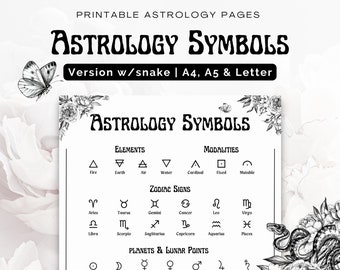 Printable Astrology Symbols | Printable Astrology Glyphs | Astrology Workbook | Astrology Poster | Witch Symbols | Grimoire Symbols
