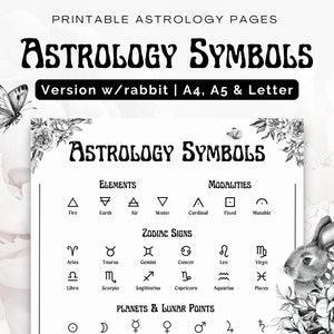 Printable Astrology Symbols and Glyphs | Astrology Workbook | Astrology Poster | Astrology Cheat Sheet