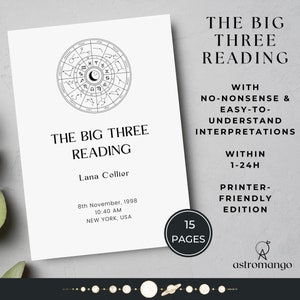 Informe astrológico de los tres grandes signos / Lectura astrológica de la Luna, el Sol y el Ascendente / Informe de la carta natal / Lectura de la carta natal