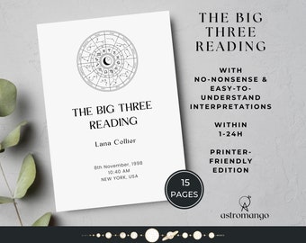 The Big Three Astrology Report | The Moon, The Sun & Ascendant/Rising Astrology Reading | Birth Chart Report | Natal Chart Reading