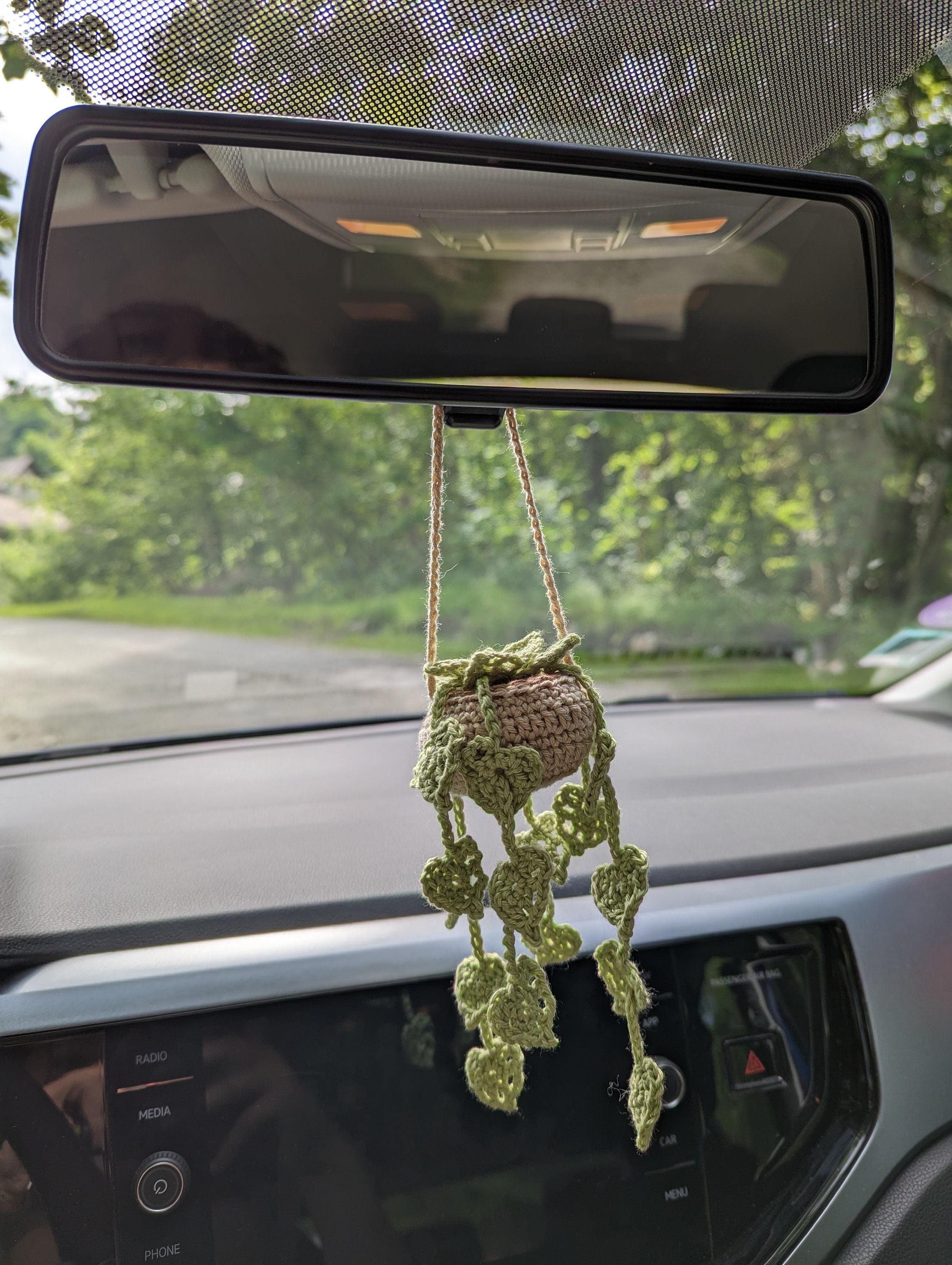 XIAOGUANG Suspendue De Voiture Crochet Décoration De Rétroviseur De Voiture  Panier Suspendu Au Crochet en Laine Ménage Pot Pendentif Mur Porte