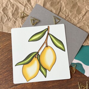 Geïllustreerde wenskaart met kleurrijke citroenillustratie - kunstprint aan de muur - foodie-kunstprint - kunstprint ansichtkaart - printspostcards
