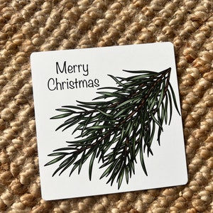 Ansichtkaart/print - geïllustreerde kerstkaart - Fijne Kerstmis - postkaart - digitale illustratie - botanisch - gerecycled papier