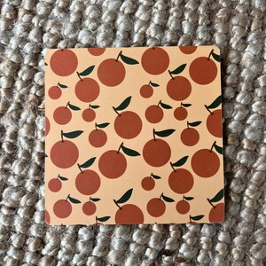 Ansichtkaart/print - geïllustreerde wenskaart - sinaasappel - botanisch - patroon - oranje - perzik - zomer - gerecycled papier - 13x13cm