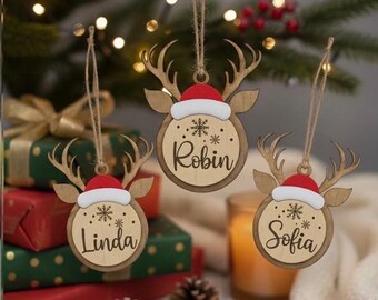 Personalized wooden Christmas tree ornament | Engraved name | Christmas tree decoration | Individual Christmas gift