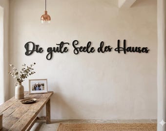 Inscription en bois - « L'âme de la maison » - Décoration murale pour le salon - Citation moderne en bois - Cadeau pour la famille