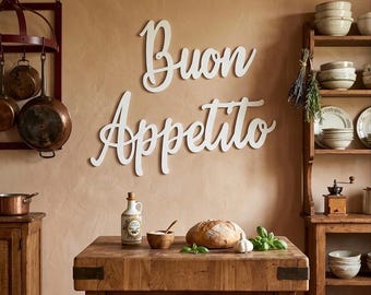 Inscription en bois - Buon Appetito - Décoration murale cuisine - Italienne - Décoration murale salle à manger - Fait main