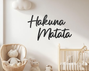 Lettrage en bois "Hakuna Matata" à partir de 70 cm décoration murale en bois fait main citation salon