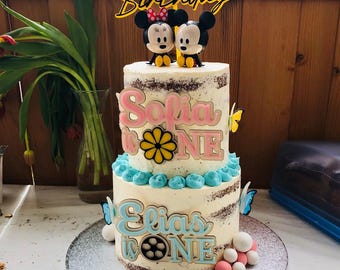 Décoration de gâteau d'anniversaire en acrylique doré | Décoration de gâteau cursive