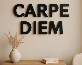 Lettrage en bois "Carpe Diem" de 70 cm décoration murale en bois fait main citation dicton salon