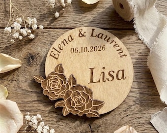 Marque-places en bois personnalisés avec noms – décoration de mariage, étiquette nominative, marque-place, cadeau d'invité, mariage champêtre