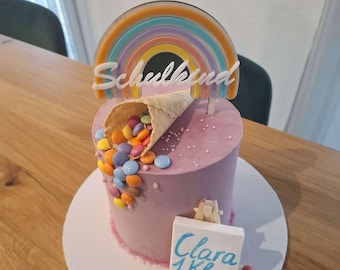 Décoration de gâteau écolier/2 tailles/Arc-en-ciel/Premier jour d'école