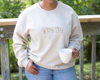 Vintage Coffee Embroidered Crewneck Sweatshirt | Retro Style
