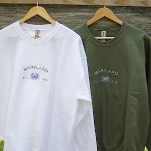 Maryland Embroidered Crewneck Sweatshirt | Crab Sweatshirt | Maryland Blue Crab Sweatshirt