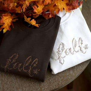 Fall Leaves Embroidered Crewneck Sweatshirt | Vintage Style Autumn Harvest Halloween