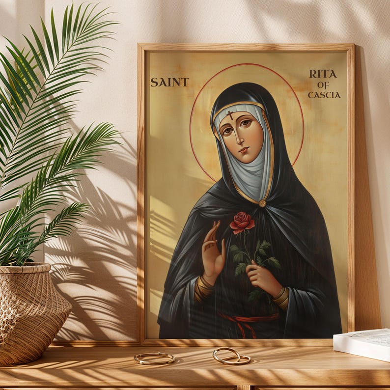 Saint Rita of Cascia Icon, Catholic Wall Art Print, Patron Saint of ...