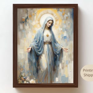 Virgin Mary, Oil Painting, Mother of God, Catholic Wall Art, Christian Gifts, Religious Portraits, Inspirational Home Decor