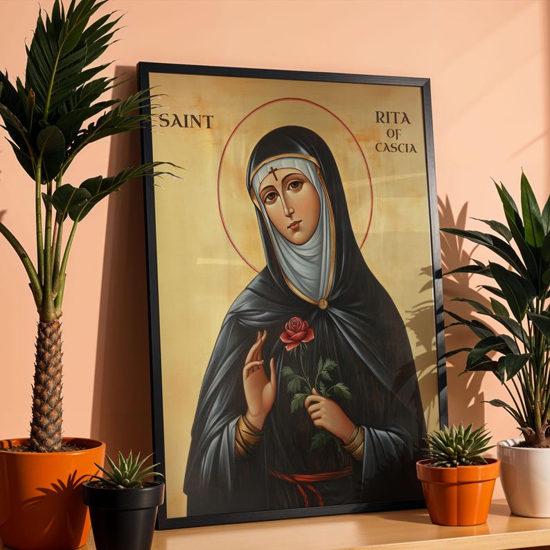 Sv Rita Saint Rita of Cascia Icon, Catholic Wall Art Print, Patron Saint of ...