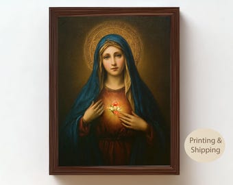 Immaculate Heart of Mary Art: Catholic Canvas Print, Devotional Gift