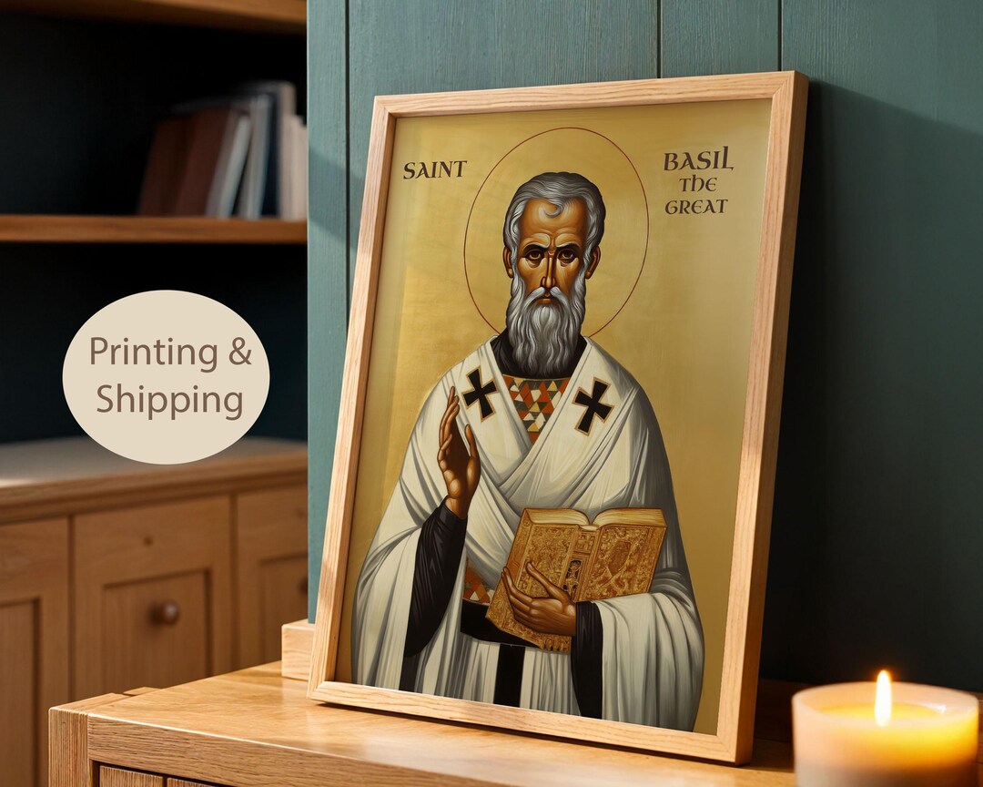 Saint Basil the Great Icon, Byzantine Orthodox Wall Art Print, Church ...
