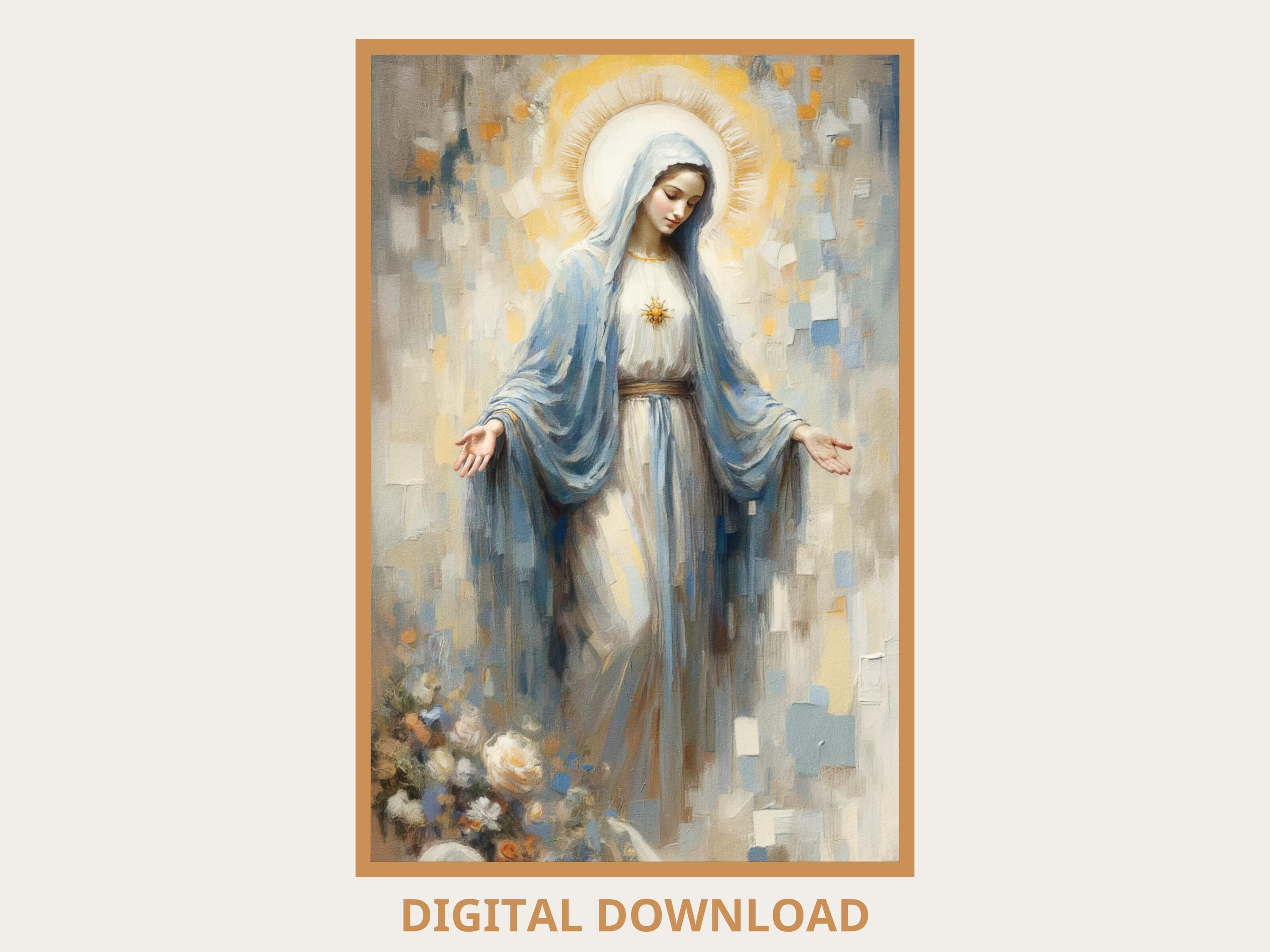 Virgin Mary Art Print: Queen of Heaven Catholic Wall Decor