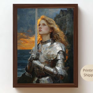 Saint Joan of Arc Art Print | Catholic Wall Art of Martyr and Heroine | Christian Religious Painting, Inspirational Home Decor Gift