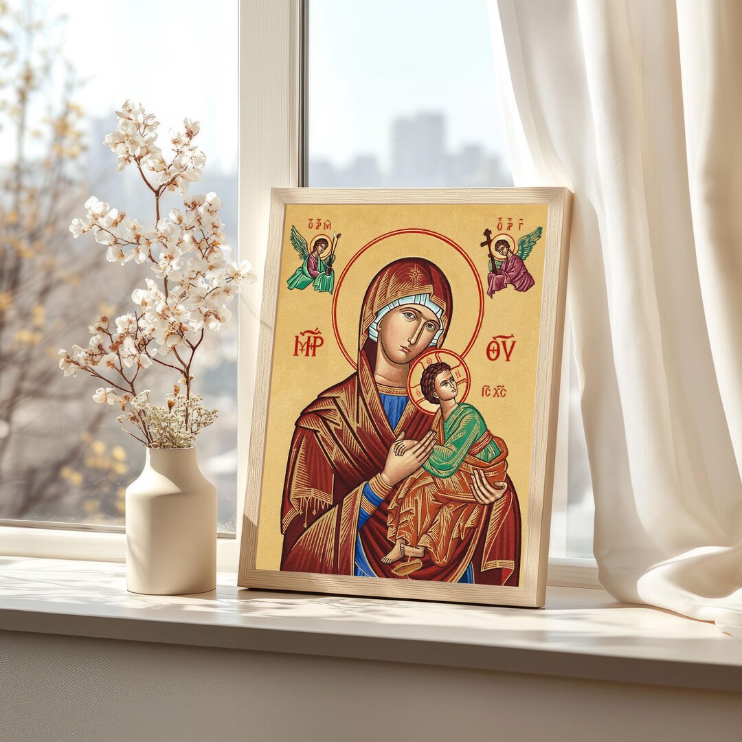 Our Lady of Perpetual Help Icon: Byzantine Marian Art, Catholic Wall ...