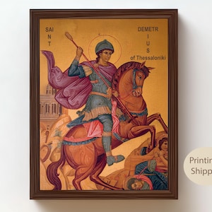 Saint Demetrius, Martyr Saint, Catholic Gifts, Holy Warrior, Style Orthodox, Catholic Portrait, Inspired by Byzantine Style