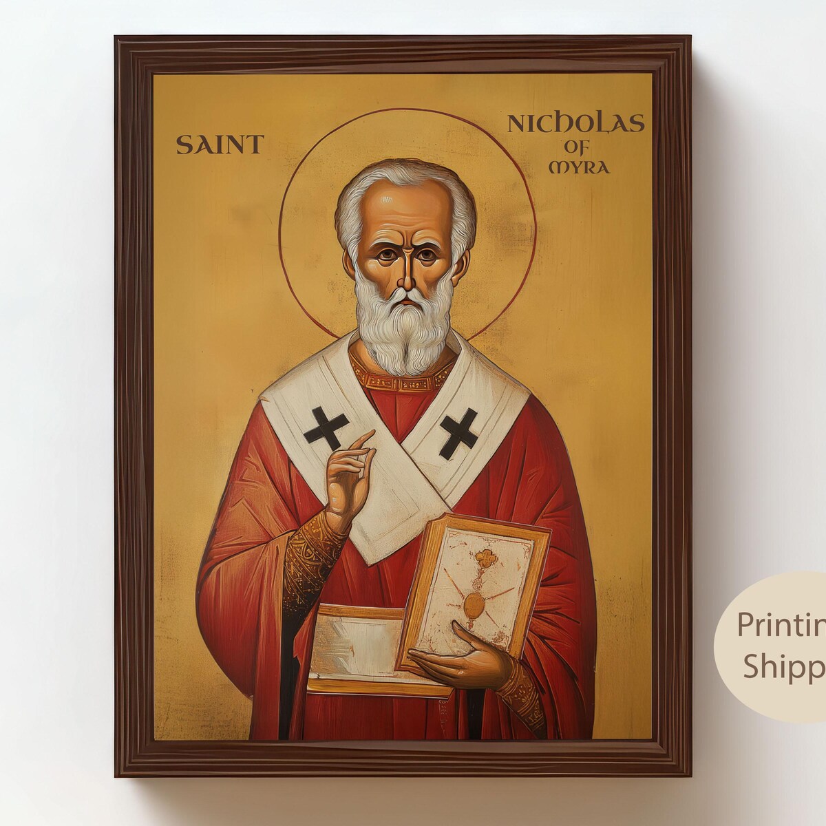 Saint Nicholas of Myra Byzantine Icon, Orthodox Christian Wall Art, Religious Home Decor Gift - Etsy