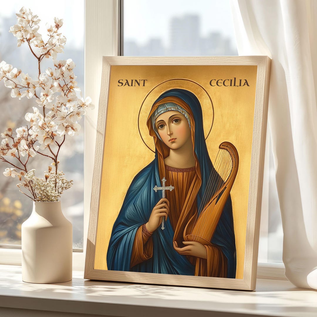 Saint Cecilia Painting Print, Patron Saint of Music Catholic Art Gift ...