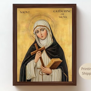 Saint Catherine of Siena Art: Catholic Canvas Print, Religious Gift