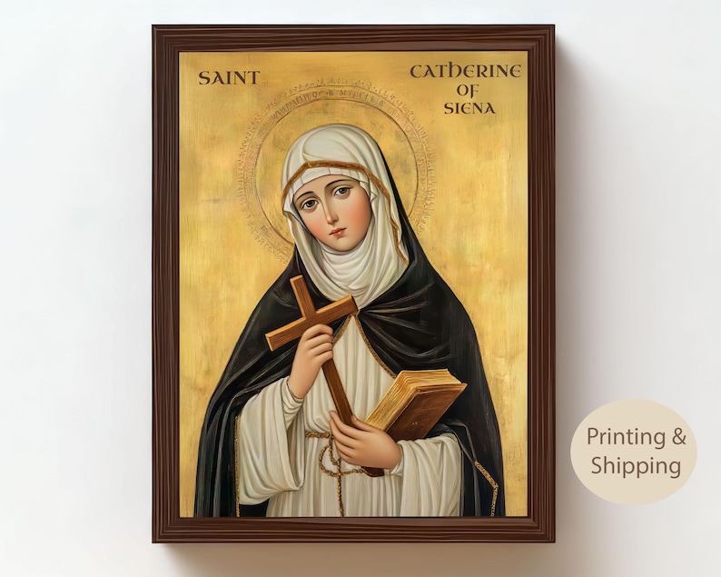 Saint Catherine of Siena Art: Catholic Doctor of the Church Canvas - Etsy