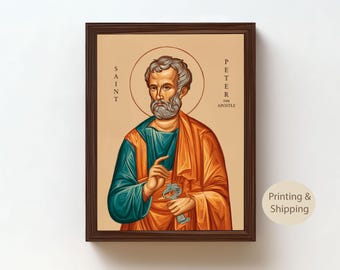 Saint Peter Poster – Catholic Gift Baptism Gift Inspired by Biblical Faith, Home Decor, Family and Baby Boy Birthday Gifts