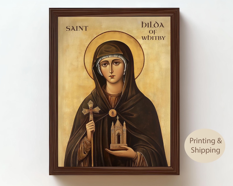Saint Hilda of Whitby Print: Byzantine Style Catholic Portrait - Etsy
