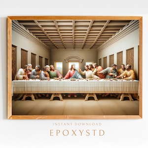 Jesus Last Supper Digital Print | Christian Wall Art, Catholic Apostles Canvas, Religious Home Decor, Bible Scene Instant Download