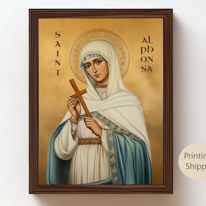 Saint Alphonsa of the Immaculate Conception Wall Art | Catholic Indian Saint Canvas | Religious Gift for Feast Day, Healing and Prayer Room