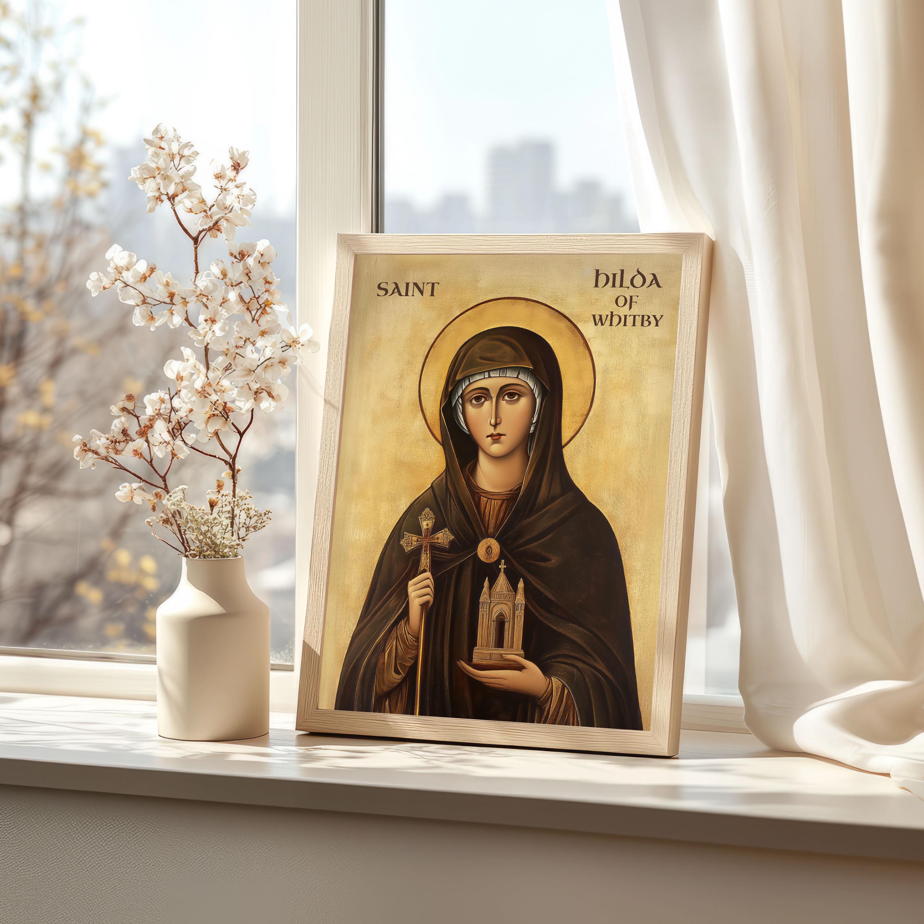 Saint Hilda of Whitby Print: Byzantine Style Catholic Portrait - Etsy