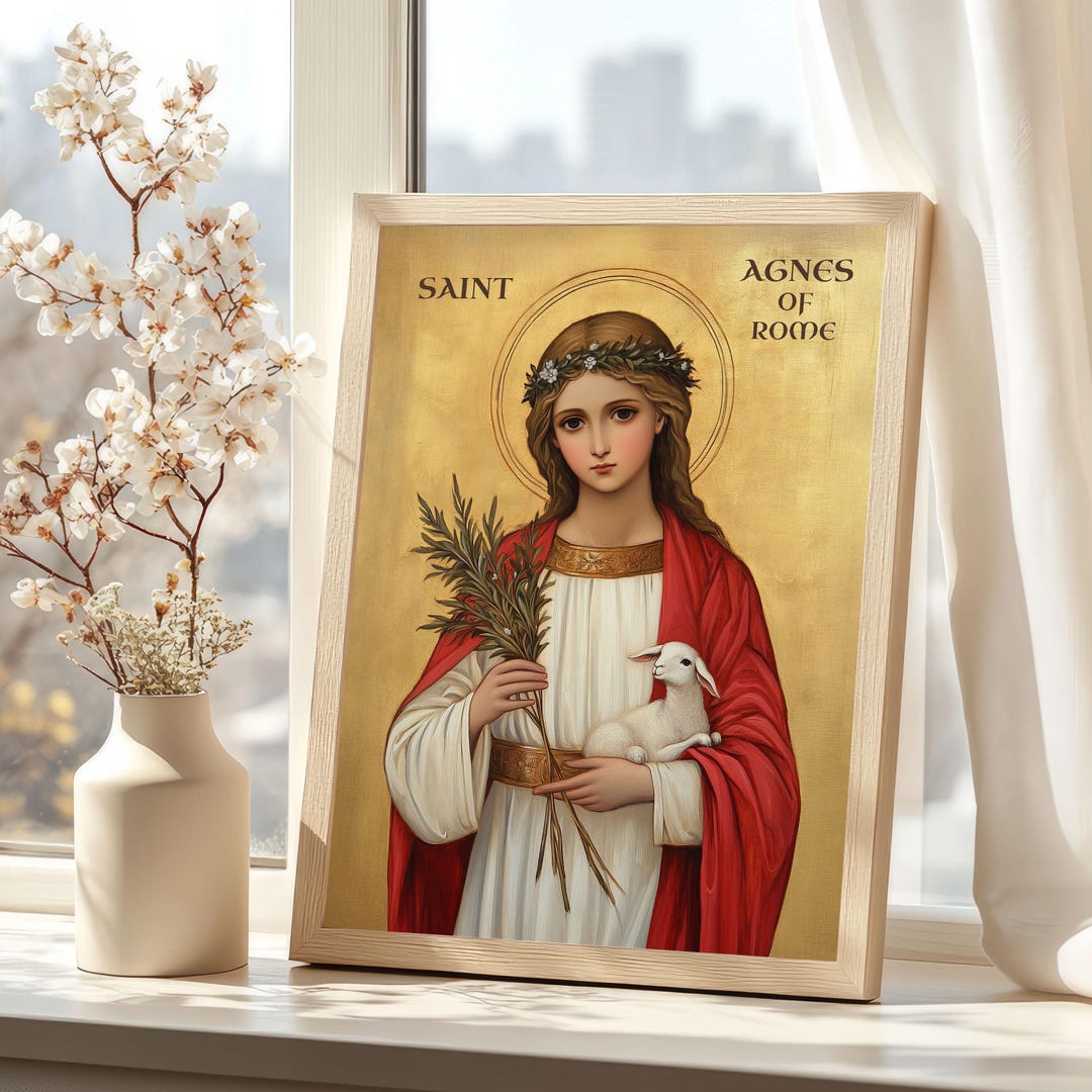 Saint Agnes of Rome Art: Catholic Virgin Martyr Print on Canvas - Etsy