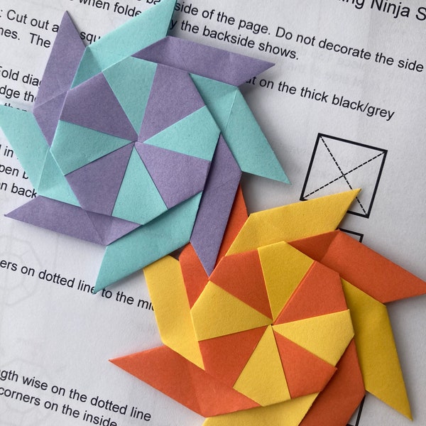 Easy Origami Transforming Ninja Star Template - Digital Download Pdf