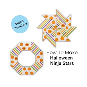 Afdrukbare pdf Halloween-origami-ninjaster - afdrukbaar origami-patroonpapier Halloween - eenvoudige origami-instructies - direct downloaden