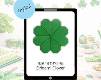 St Patrick's Day Origami Clover PDF | Shamrock Paper Craft | Printable Digital Download | Kids Classroom Activity | No Prep | Download