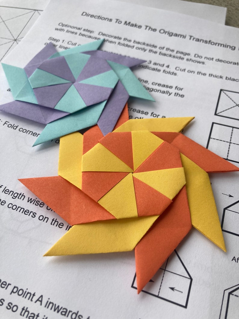 Easy Origami Transforming Ninja Star Template Digital Download Pdf image 2